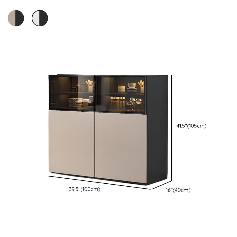 Simplistic Manufactured Wood Narrow/Standard Server/Sideboard with Cupboard, Five Internal Shelves/Six Internal Shelves, Pantry Hutch, Glass Doors - image 11