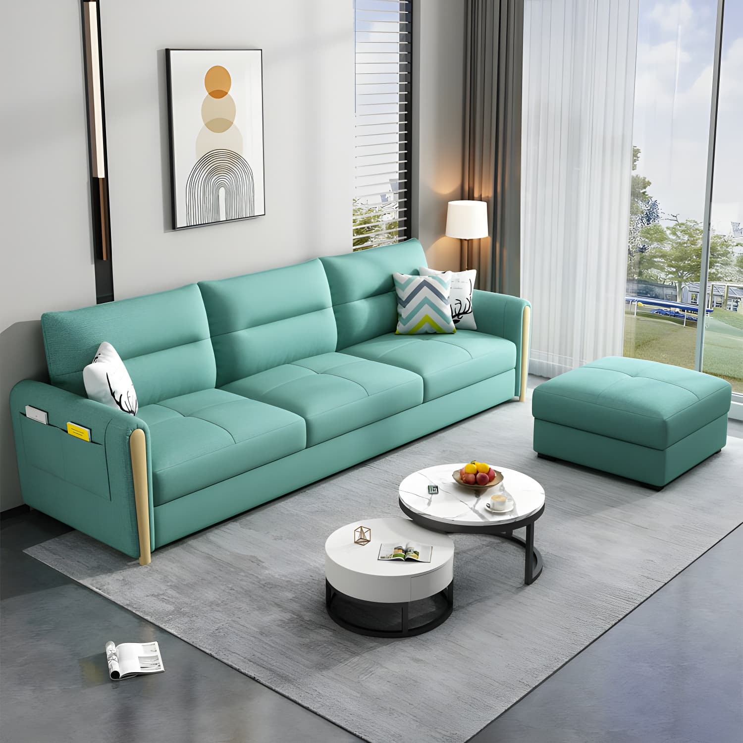 Grey Green Sectional Sofa with Under Seat Storage for Home and Room - image 4