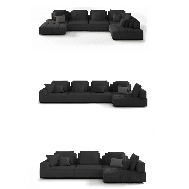 L-Shape Dark Upholstery Corner Sectional, Seats 5 with Button-tufted Design