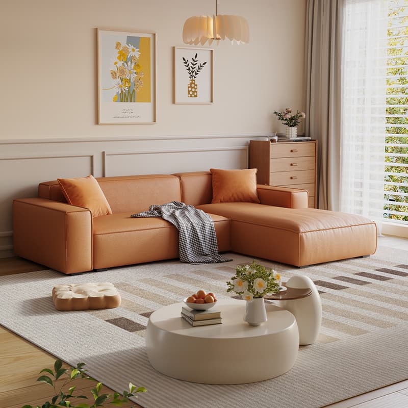 Trendy L-Shape Tear Resistant Sofa Chaise for 3-seater with Square Arm and 1 Chaise