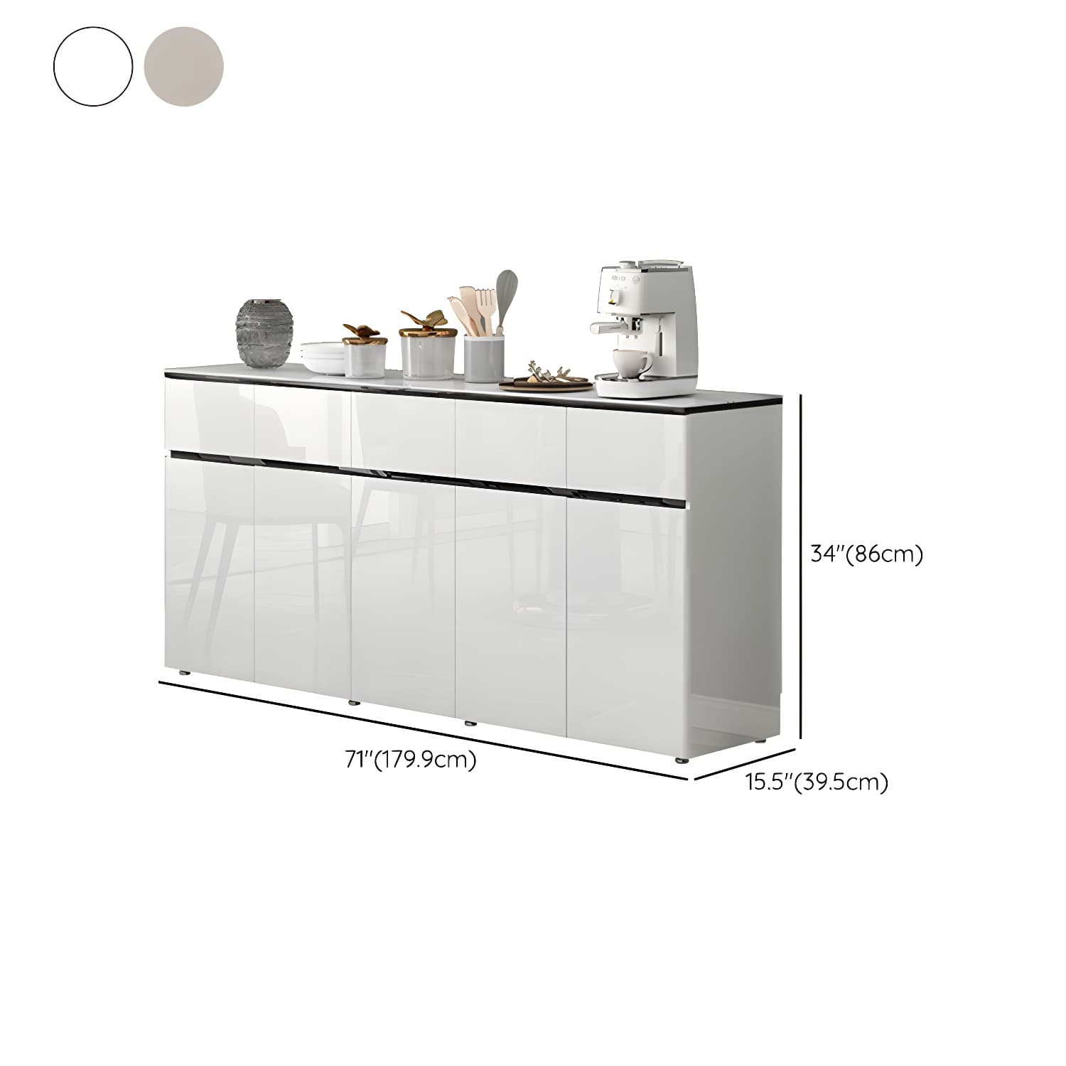 Contemporary Glass Top Sideboard Cabinet with Drawer for Living Room - image 21