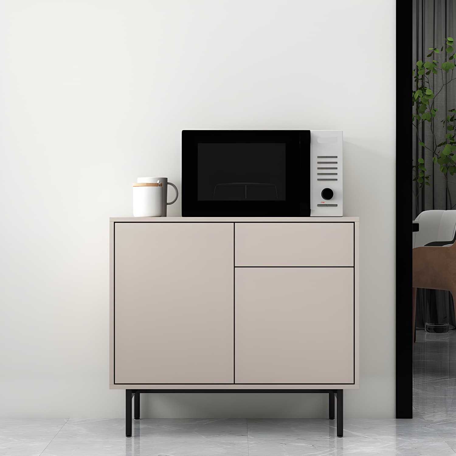 Wooden Rectangle Sideboard Modern Home Sideboard Cabinet with Drawers and Door