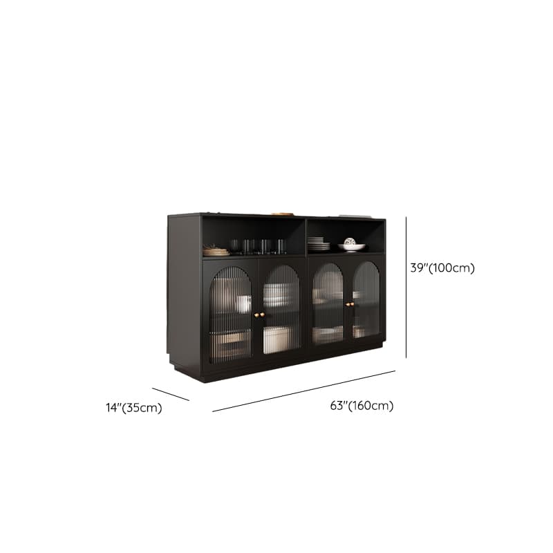 Standard/Narrow Midnight Black Lumber Cupboard 2 Shelves Pantry Hutch Glass-panel Door Sideboard - image 18