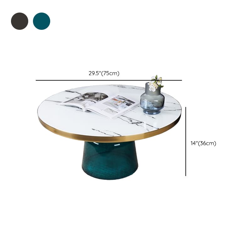 Simplistic Single Side Table with Hardened Glass and Plinth Base, Rounded Top - image 25