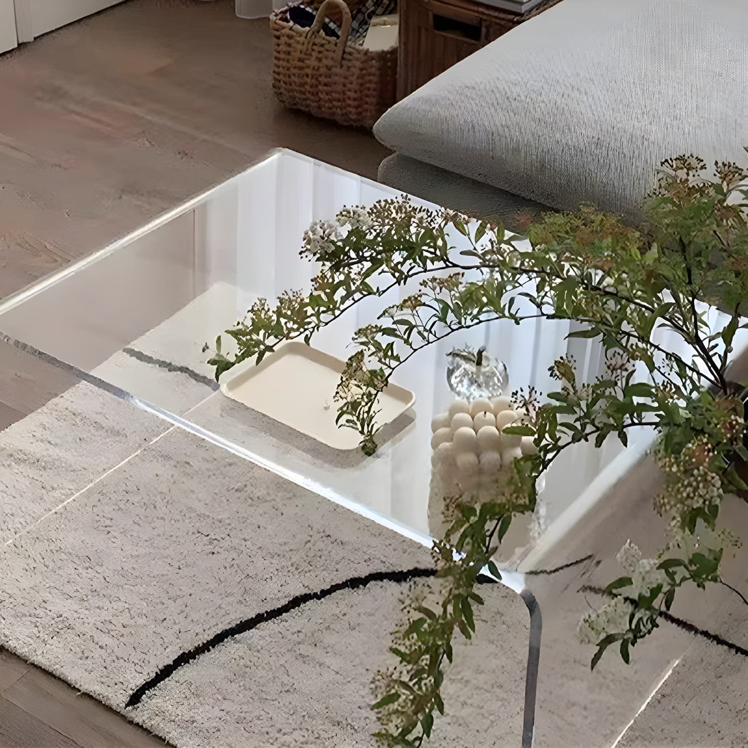 Modern Rectangle Coffee Table Acrylic Cocktail Table for Living Room - image 6