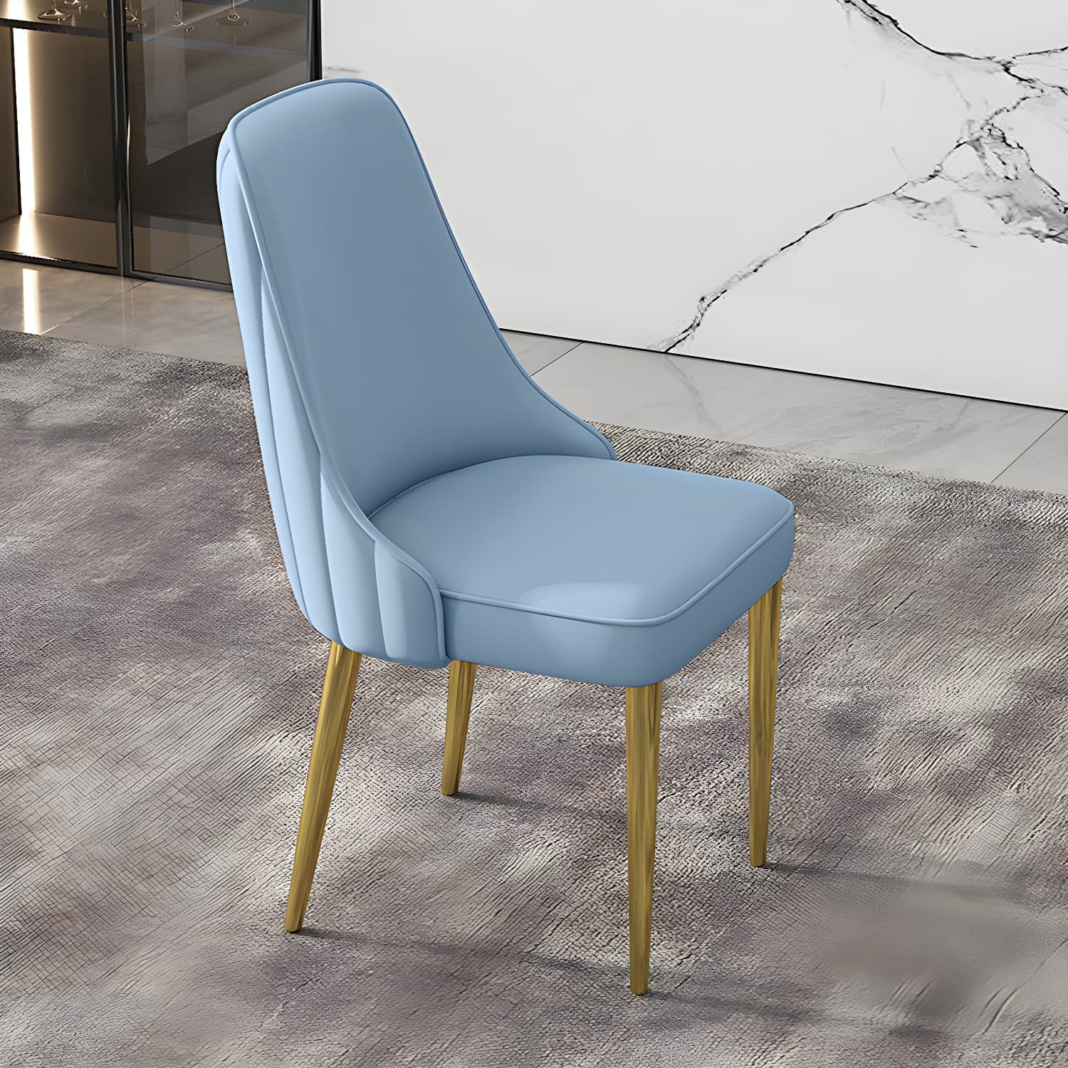Glam Style Side Chair PU Leather Dining Chair for Living Room