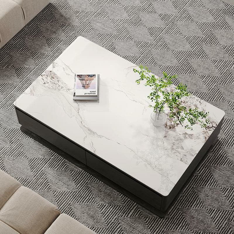 Modern 17" H Rectangular Stone Coffee Table with Four Drawers for Home - image 13