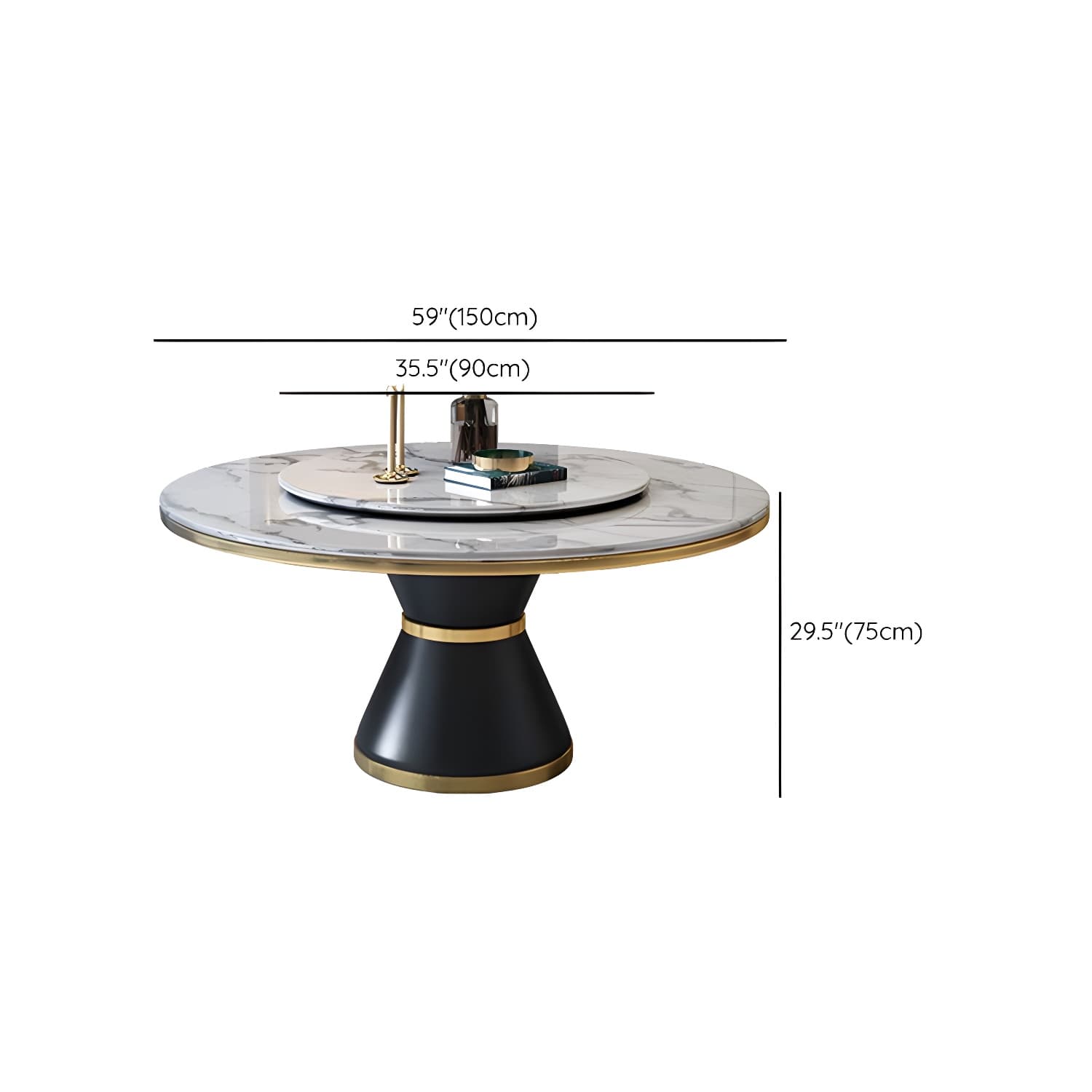 Glam Round Marble Dining Set in White with Black Metal Pedestal Base - 1/5/7 Piece Set - image 14