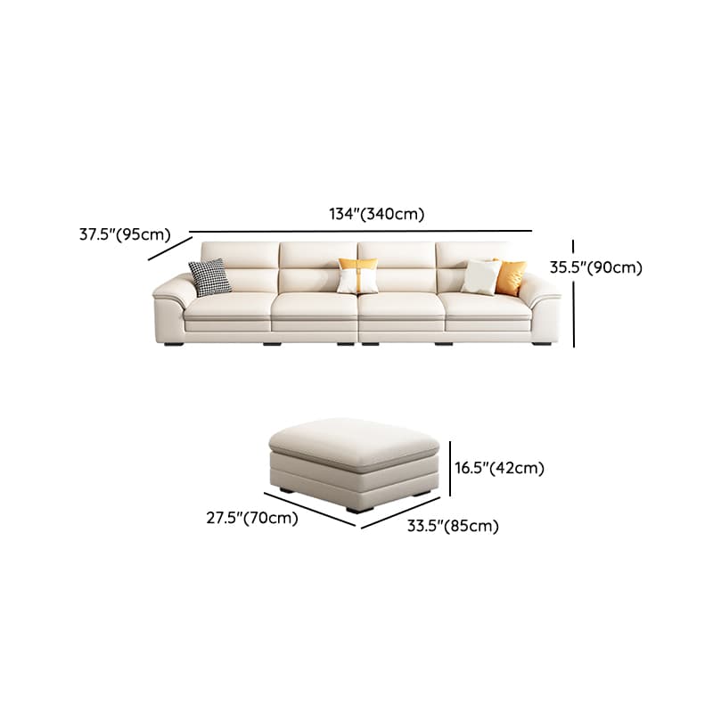 Standard Genuine Leather Sectional, Pillow Top Arm, Cushion Back, Beige, Birch Wood - image 26