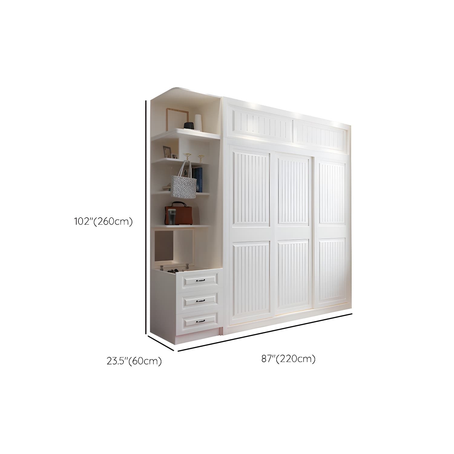 Contemporary Wardrobe Armoire with Garment Rod Wood Wardrobe Closet - image 29