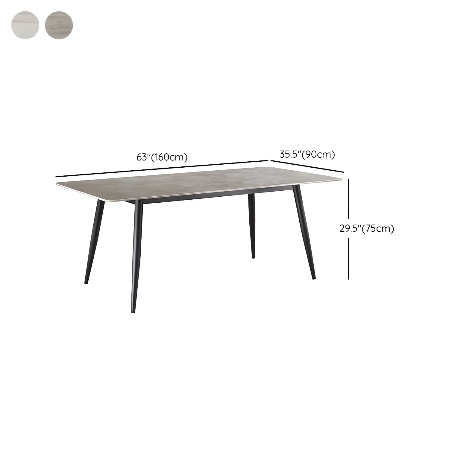 Sleek Rectangle Stone Dining Table with Black Steel Legs, Scratch Resistant - image 16