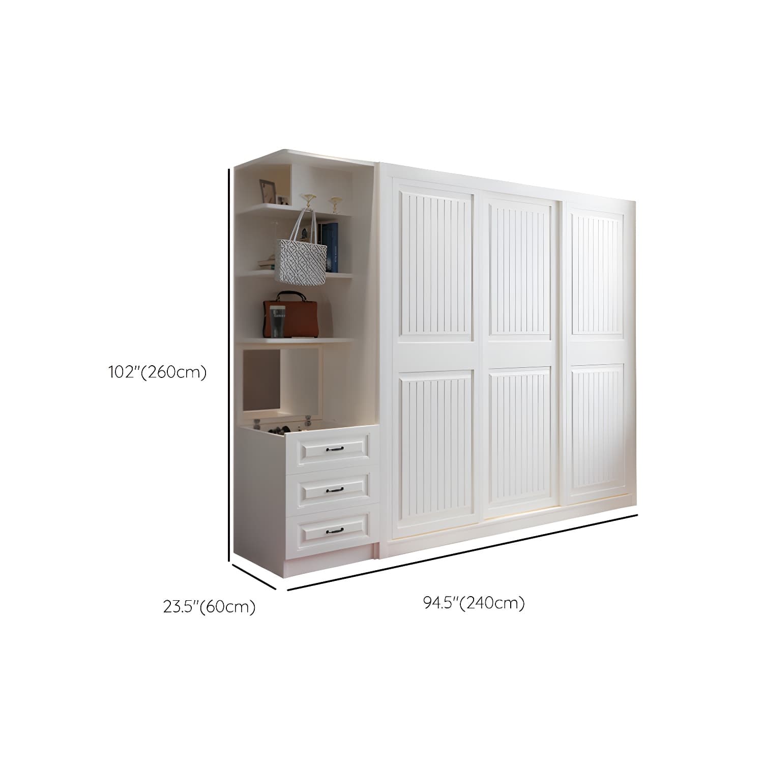 Contemporary Wardrobe Armoire with Garment Rod Wood Wardrobe Closet - image 25