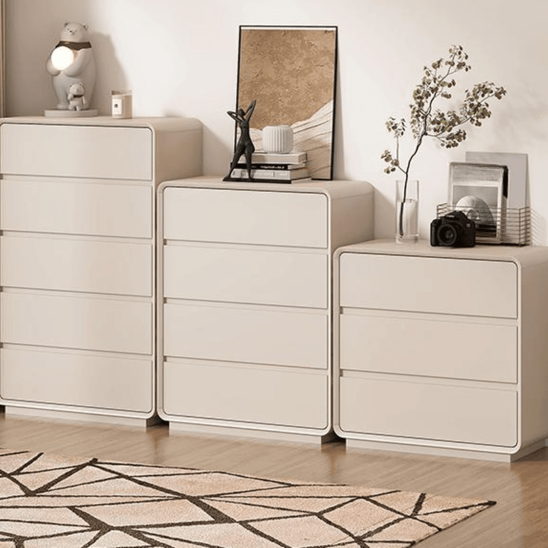 Off-White Trendy Composite Wood Bachelor Chest/Double Dresser/Lingerie Chest with 3/4/5 Drawers in Vertical/Horizontal Orientation