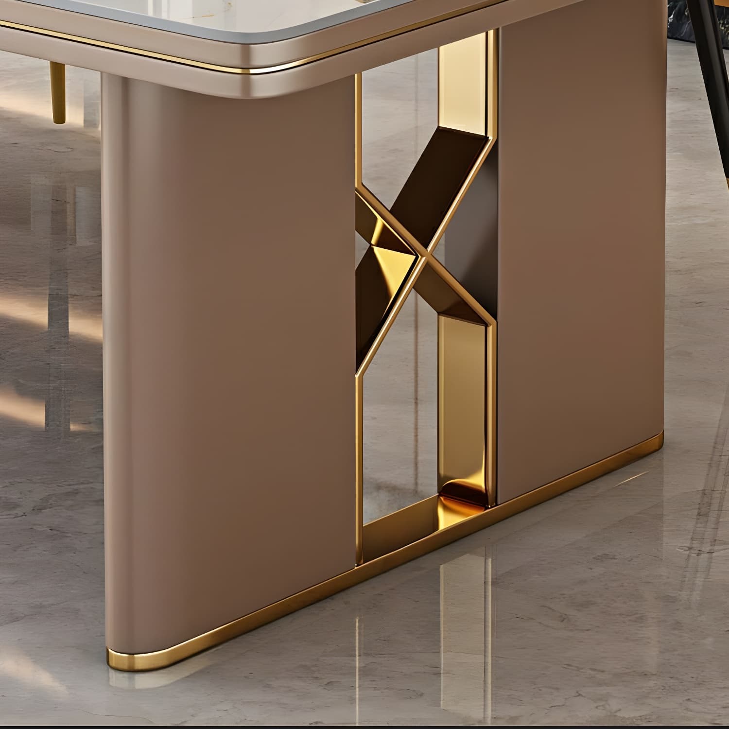 Glamoro 80cm Rectangular Metal Dining Set in Off-White with Gold Base - image 9