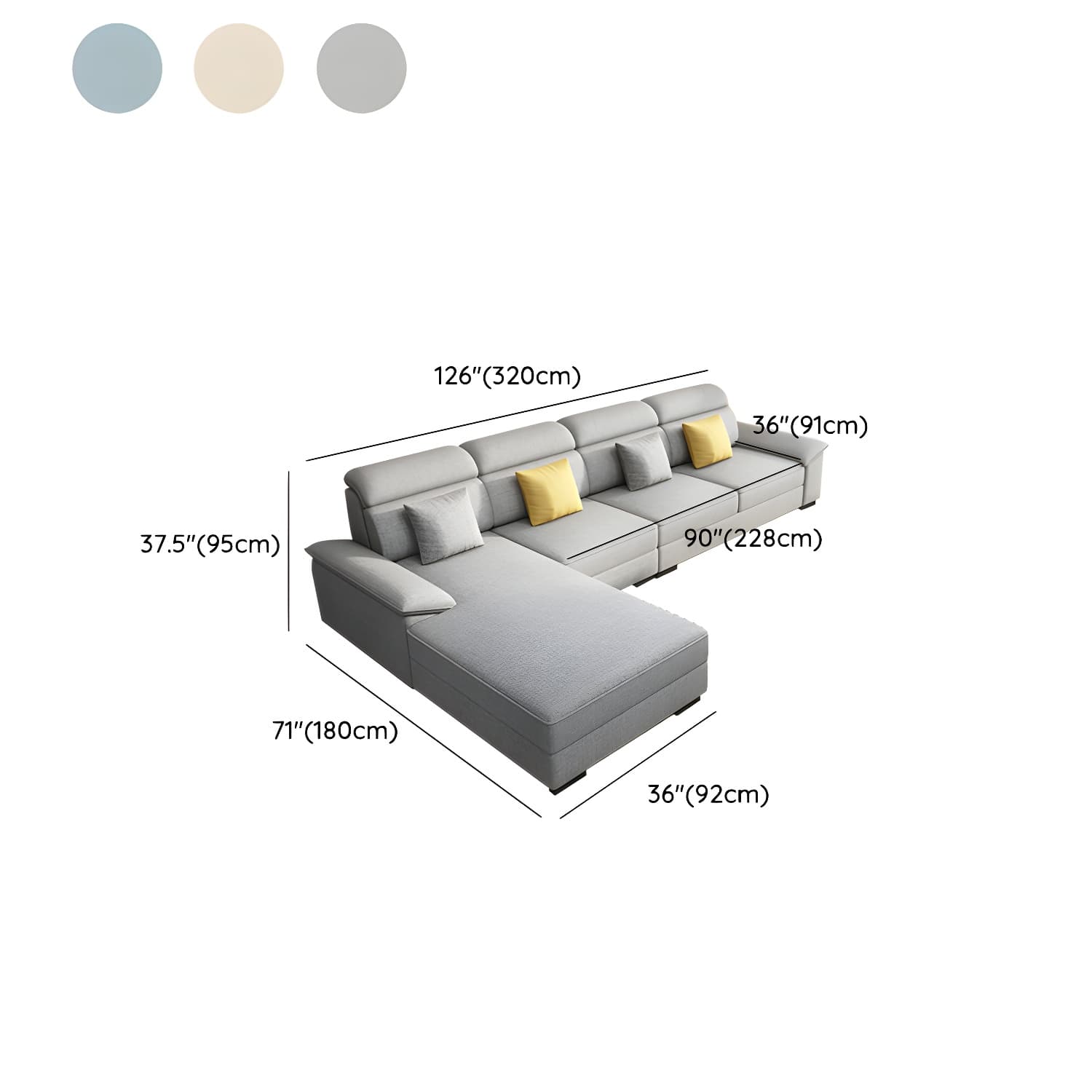 Modern Wood L-Shaped Sectional Sofa with Pillow Top Arm and Cushion Back - image 16
