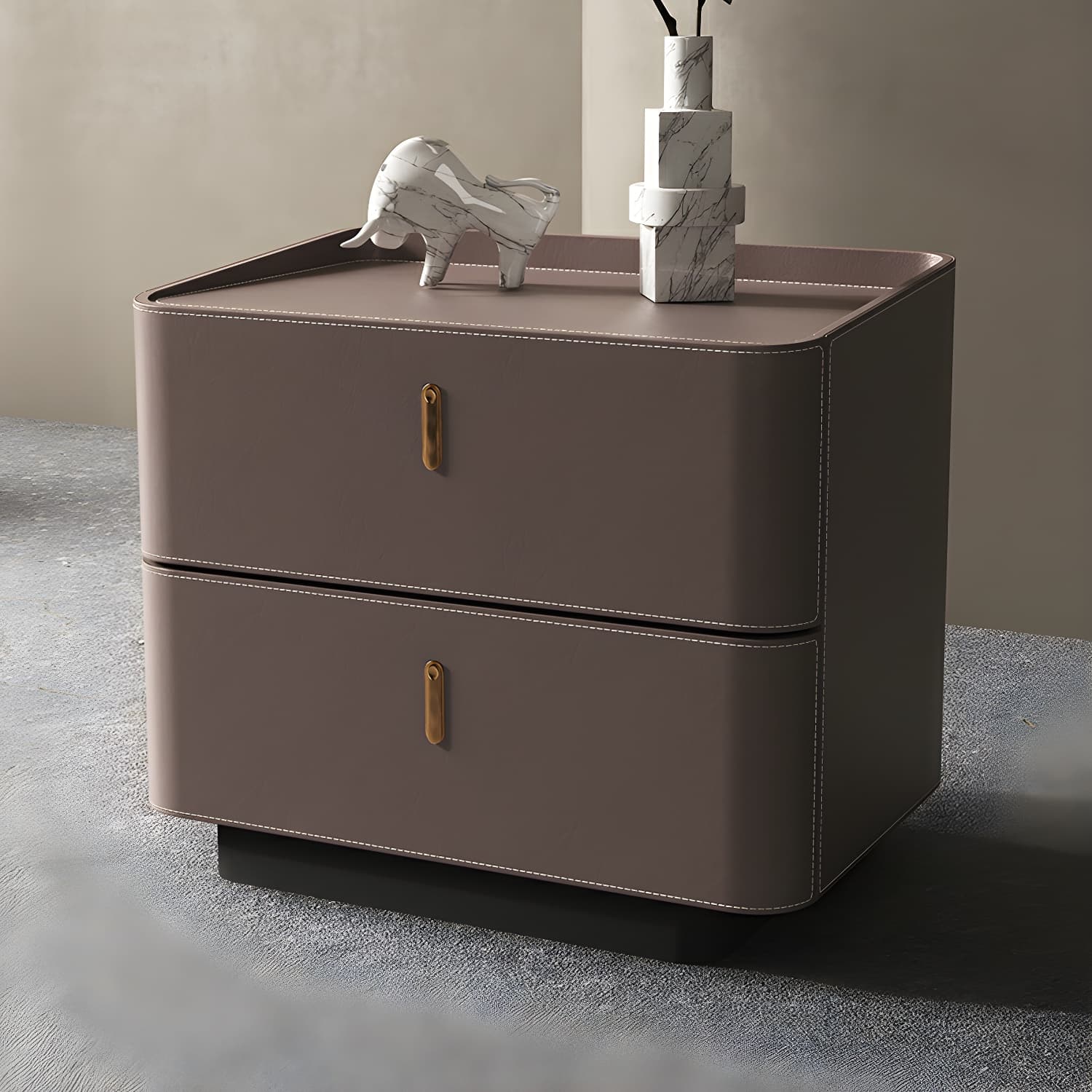 Modern Wood Grain Design Solid Wood Nightstands with Two Drawers - image 4
