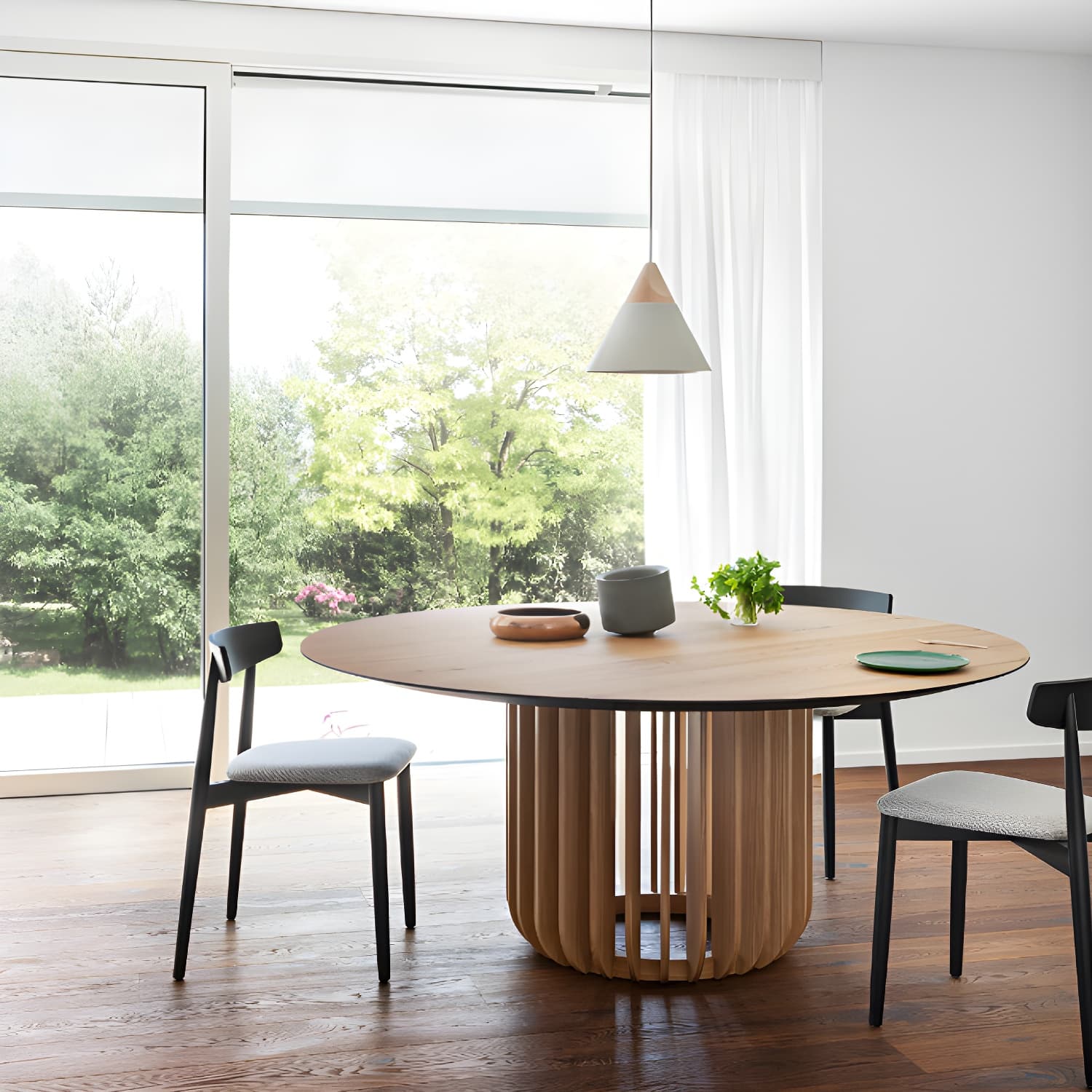 Solid Wood Dining Table Simplicity Pedestal Table for Dining Room - image 3