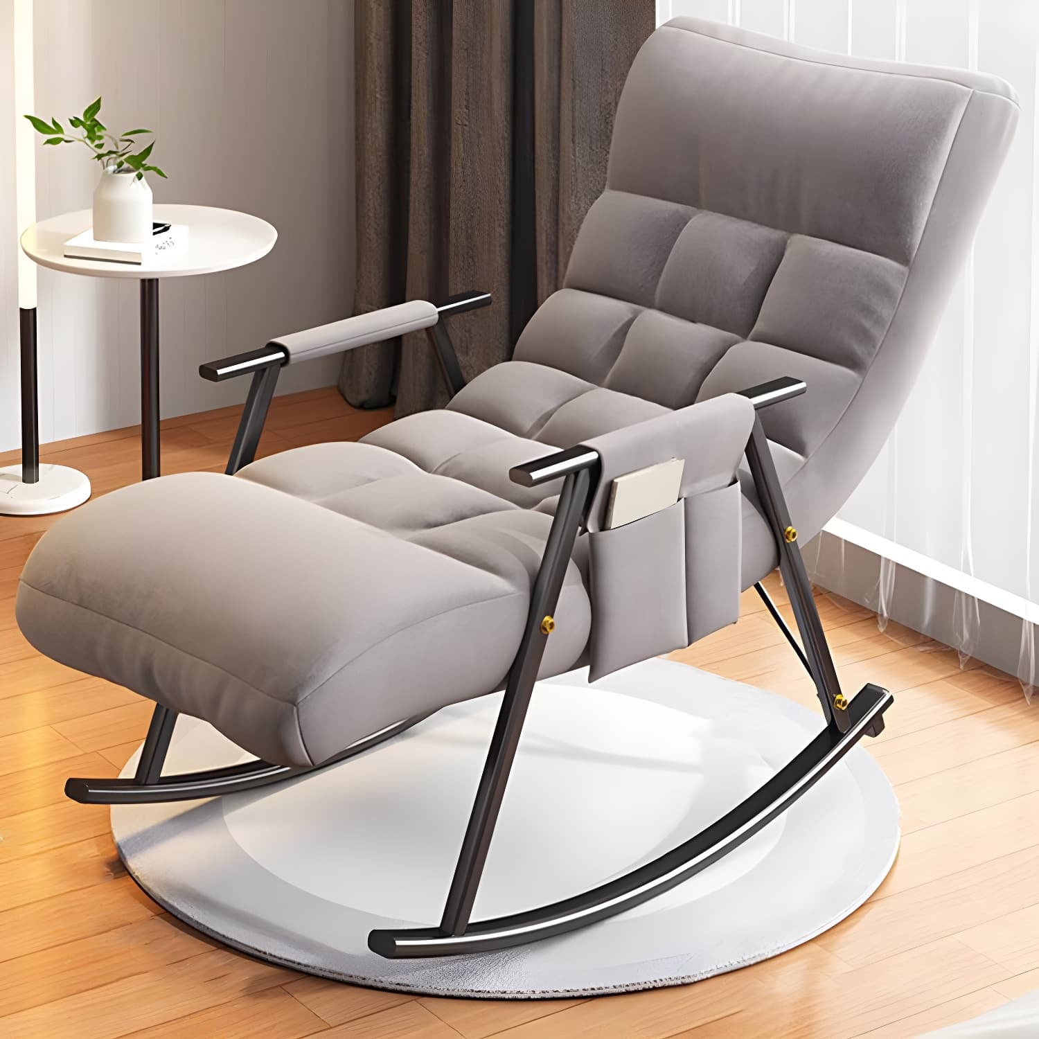 Modern Metal Rocking Chair with Sleek Black Legs - Stylish and Comfortable for Indoor Use - image 6