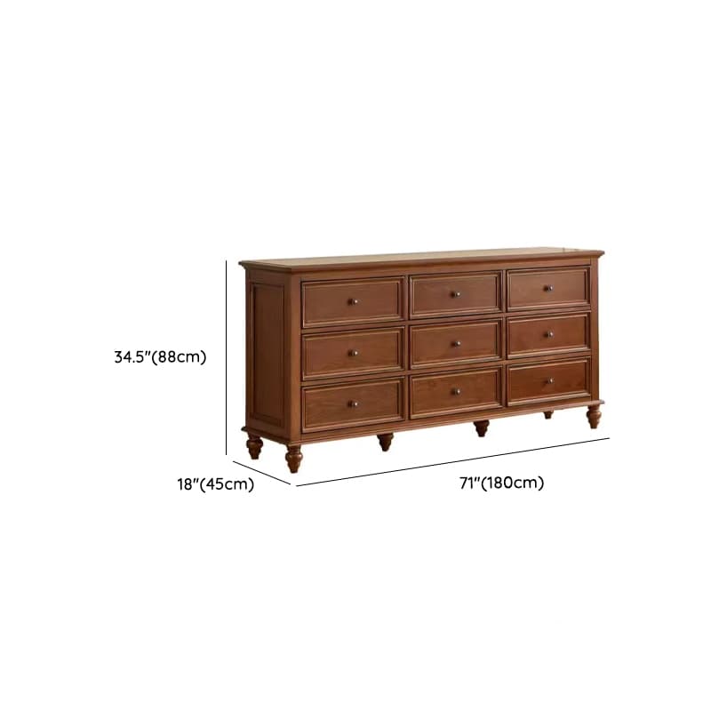Cocoa Trendy Ash Wood Console Dresser/Semainier with 9/7/6 Drawers, Integrated Cable Management, Horizontal/Vertical - image 10