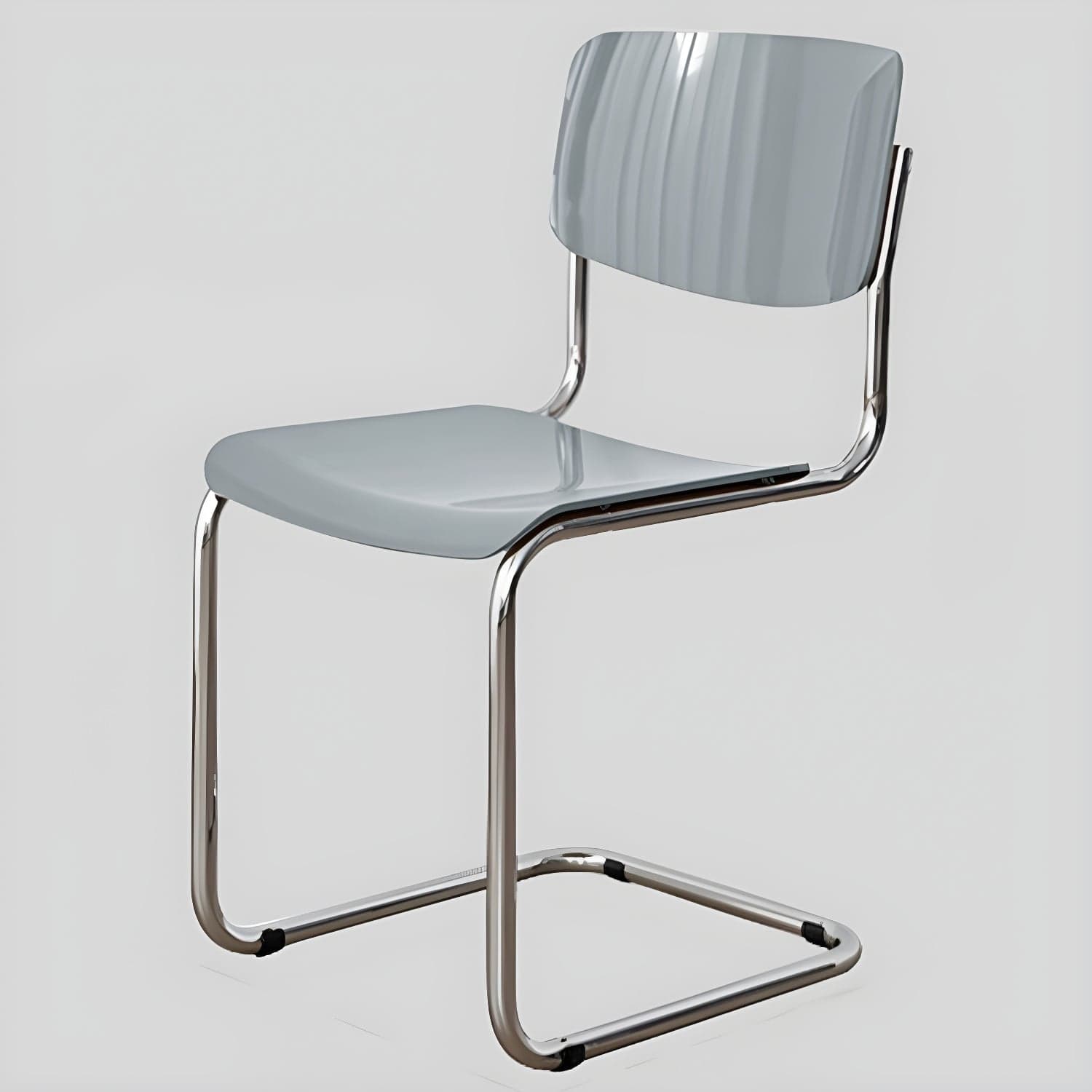 Scandinavian Open Back Side Chair with Silver Metal Legs in Plastic & Acrylic for Kitchen & Dining - image 4
