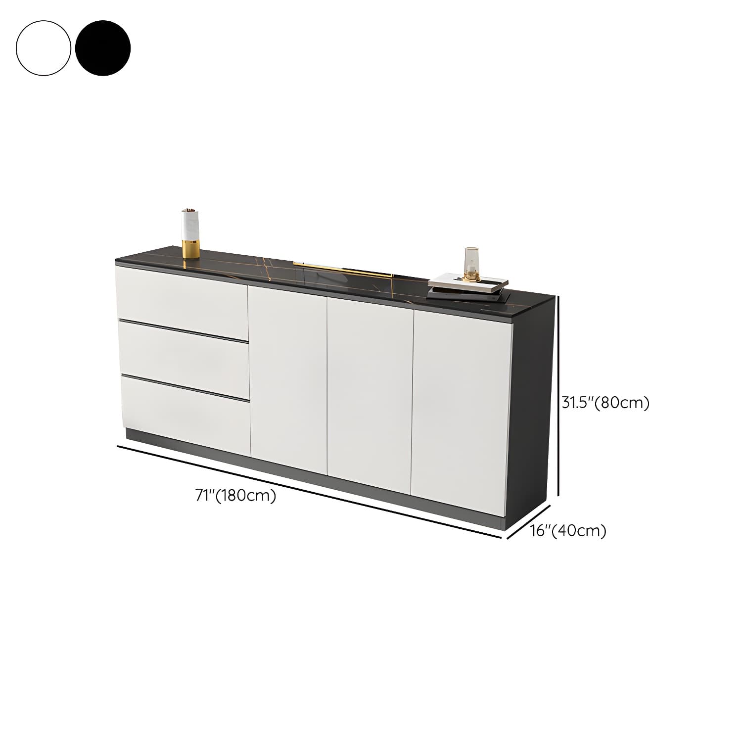 Contemporary Stone Top Sideboard Cabinet with Drawer and Door - image 12