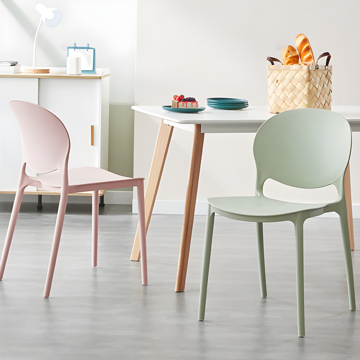 Scandinavian Plastic Dining Side Chair Open Back Matte Finish Dining Chair - image 25