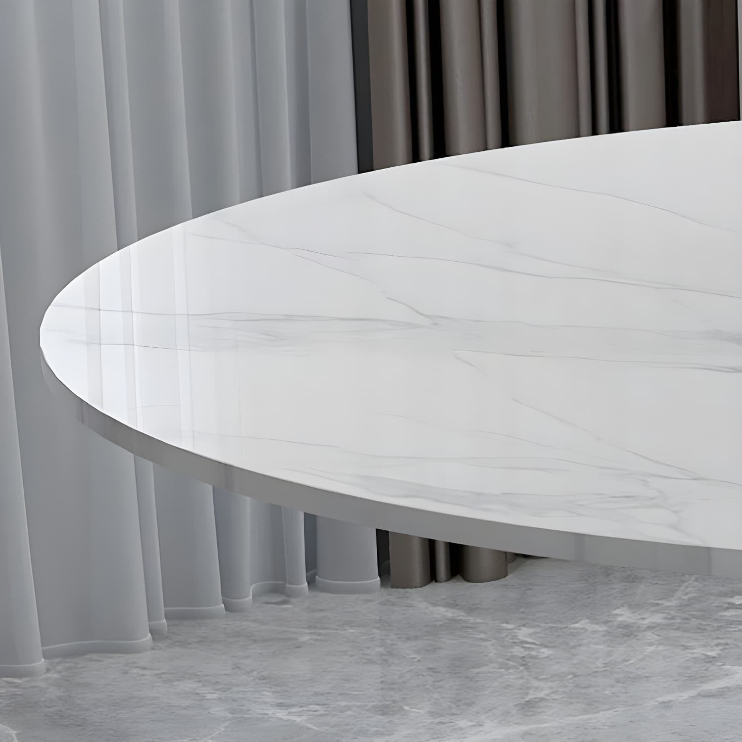 Round Marble Top Dining Table in White Traditional Luxury Dining Table - image 10