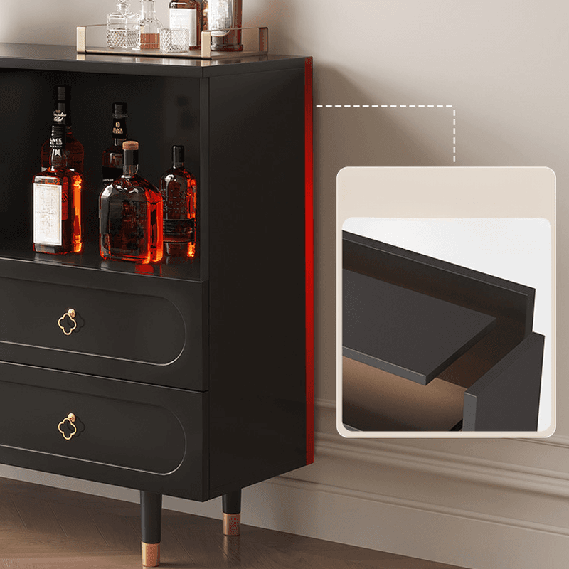 Glamorous Engineered Wood Buffet Table with 2 Drawers, Glass-panel Door and Adaptable Shelf - image 5