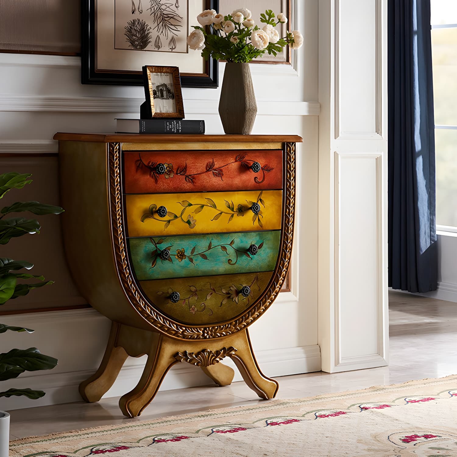 Rustic Wood Chest Vertical Chest with Drawers for Living Room - image 11