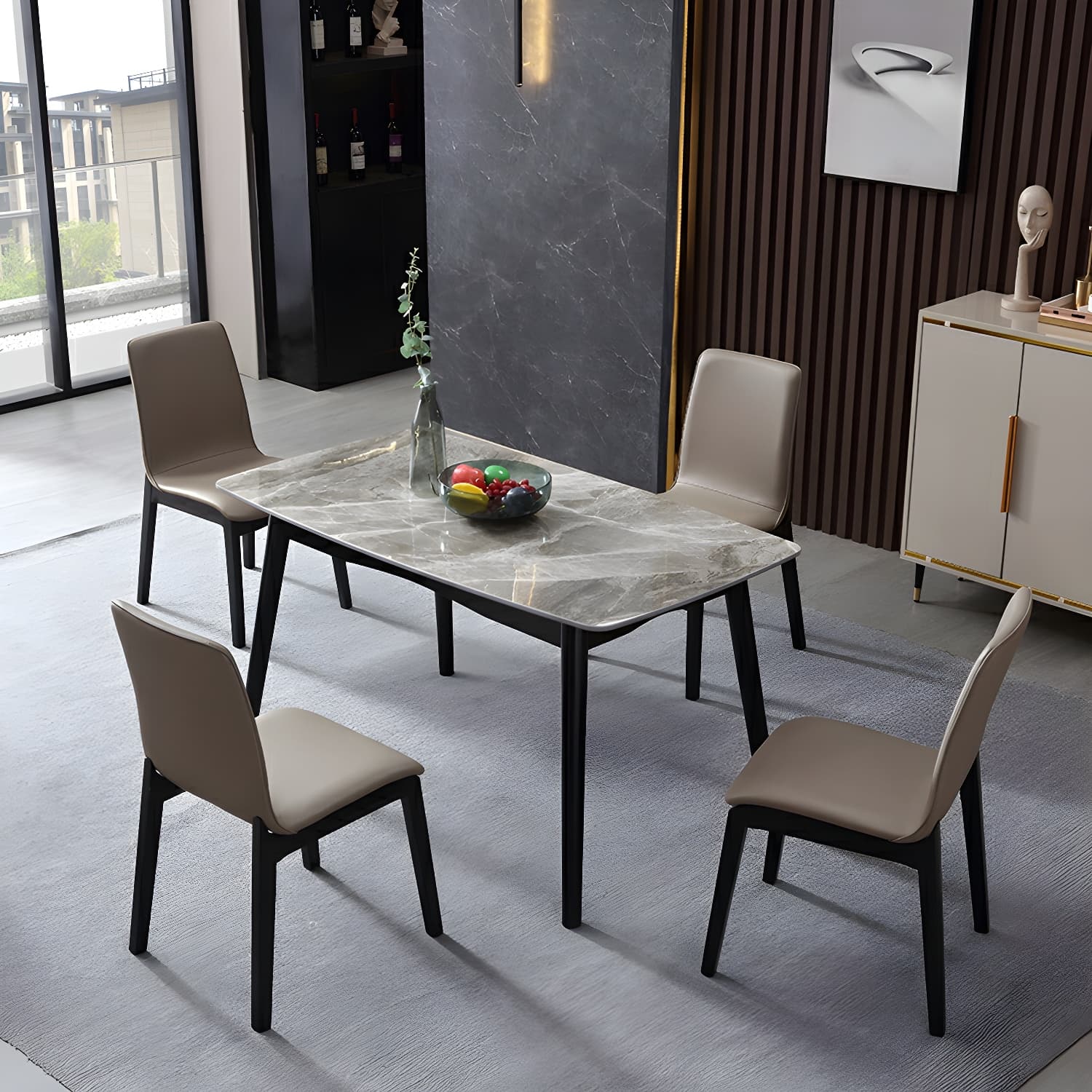 Modern Faux Leather Dining Chair with Solid Wood Legs for Dining Room - image 11