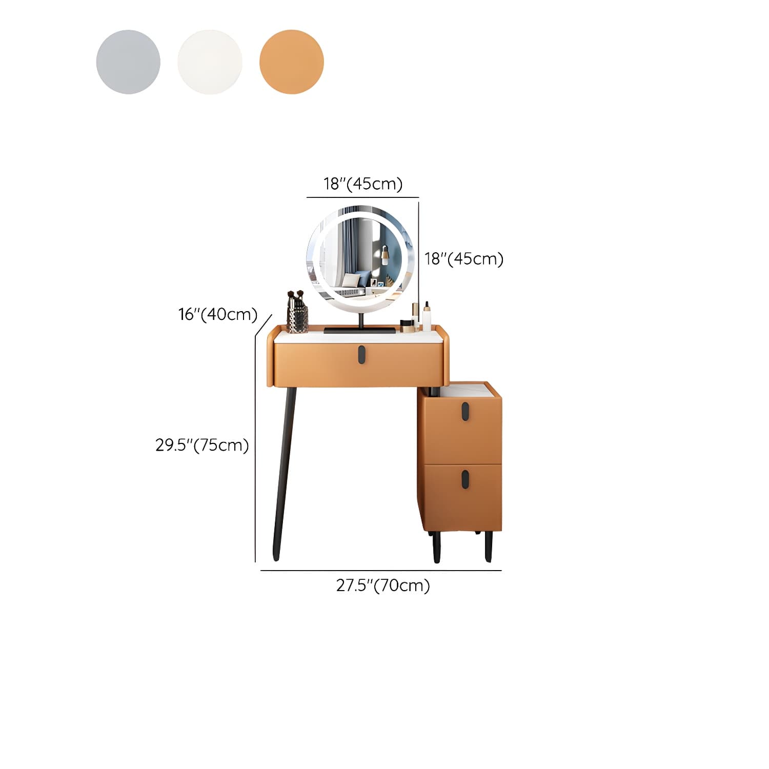 Contemporary Vanity Dressing Table Set with Mirror and Stool - image 20