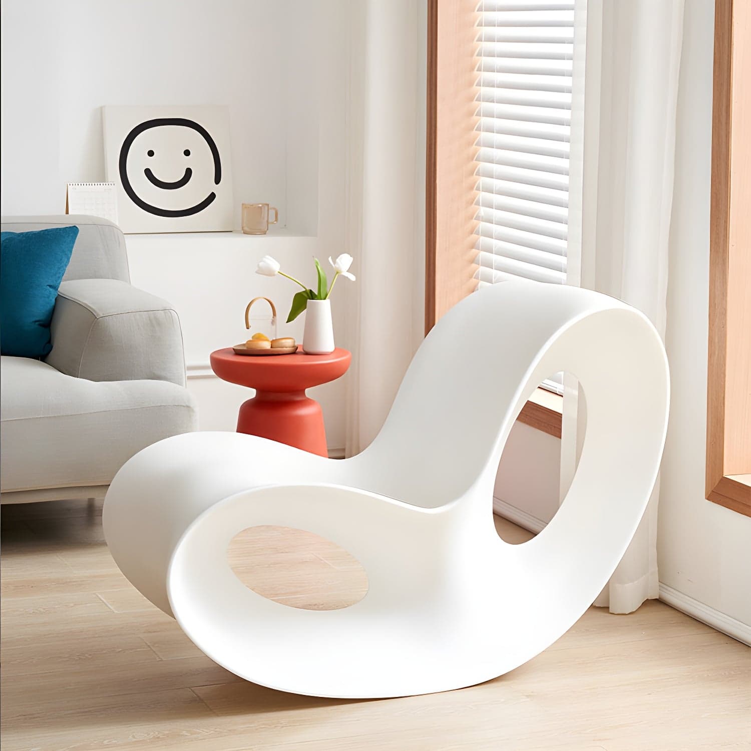 Contemporary Rocking Chair Acrylic Solid Color Indoor Rocking Chair without Armrest - image 9
