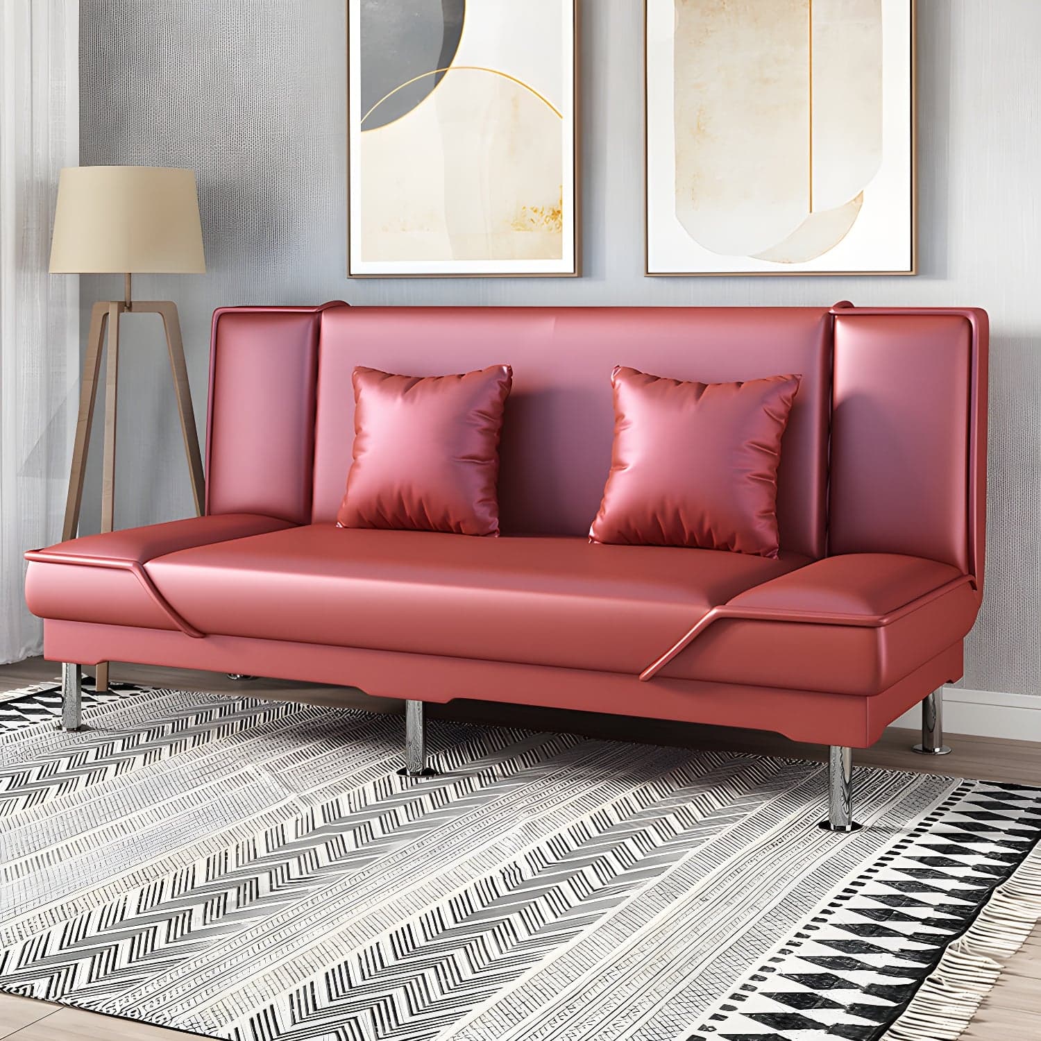 Armless Settee with Cotton Blend 19.68" W Convertible Sleeper Sofa for Living Room - image 4