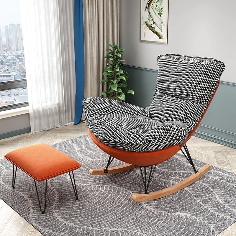 Natural Wood Armless Upholstered No Scratch or Stain Resistance Indoor Rocking Chair - image 7