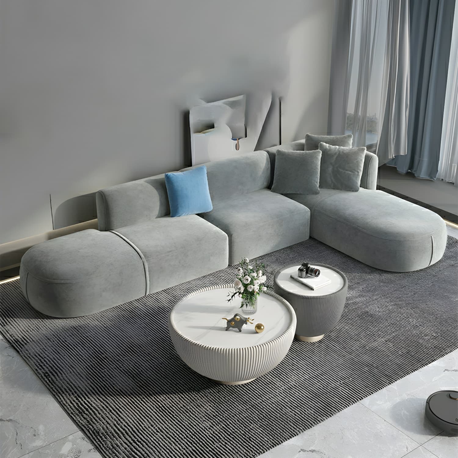 Flannel Upholstered Sectional Sofa in 2 Piece Set - Cozy, Stylish and Comfortable - image 3
