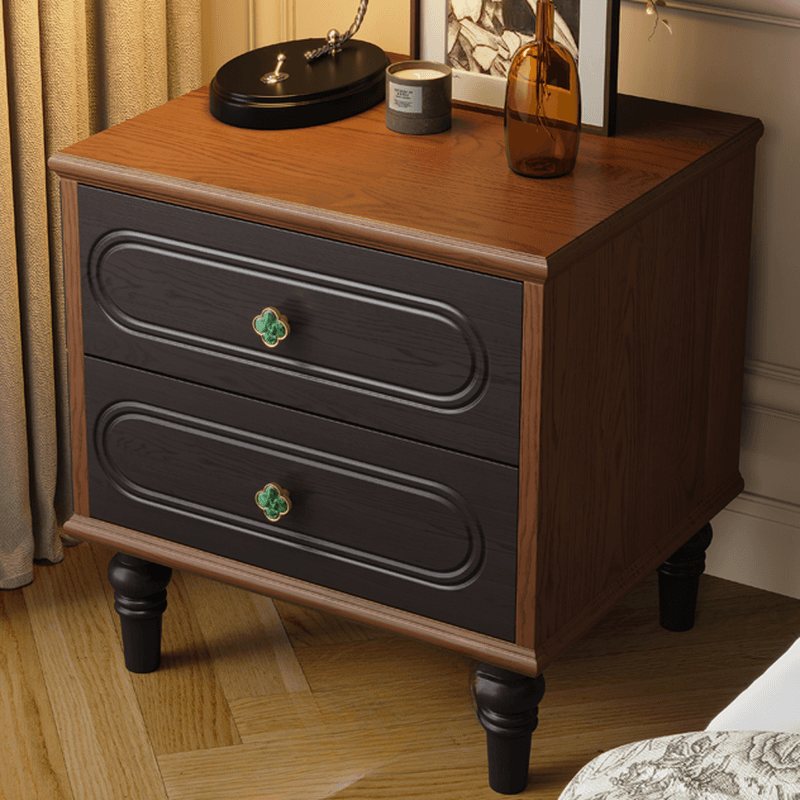 Organic Modern Nightstand With Drawer Organization Featuring 2 Drawers, Natural Wood Countertop, and Leg - image 9