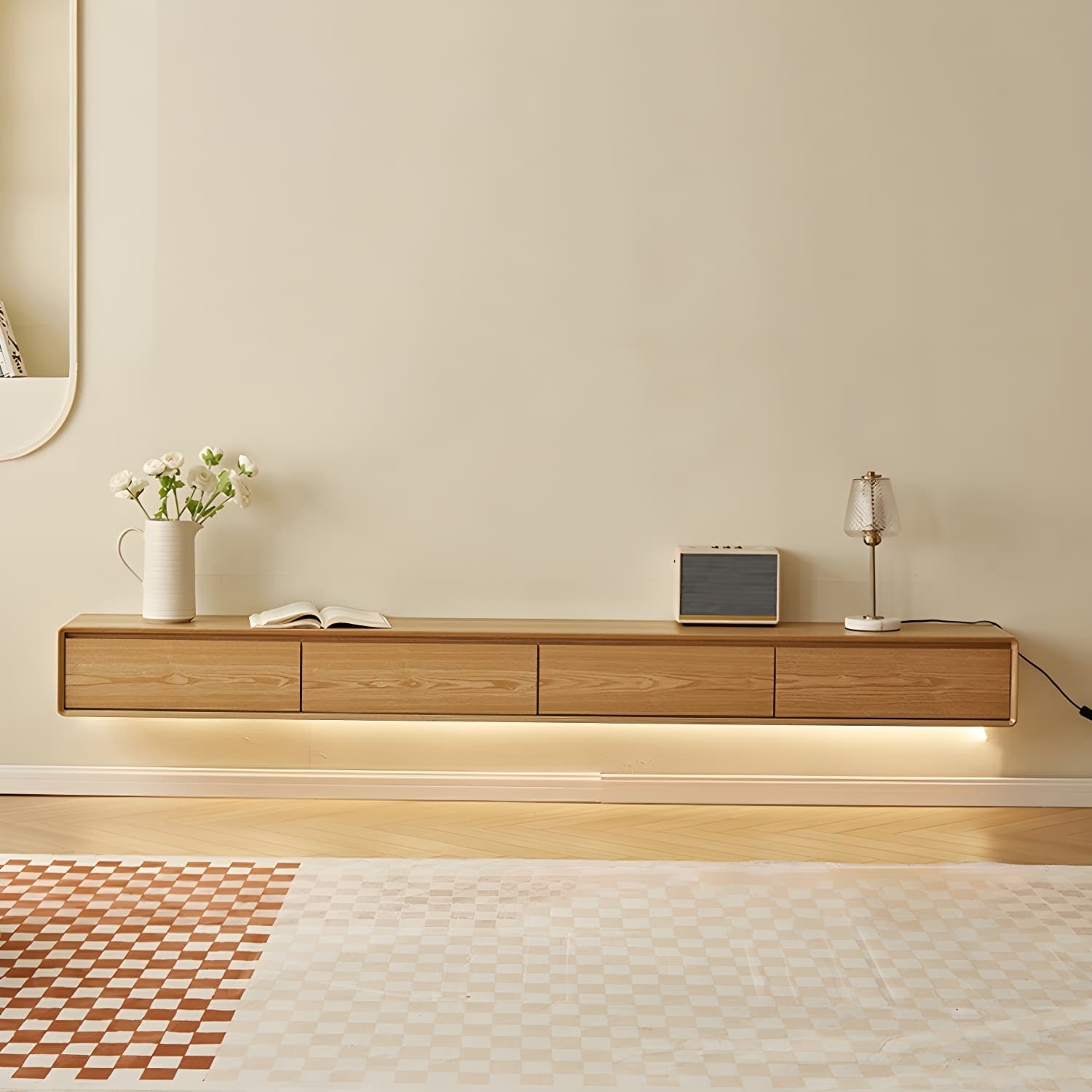 Contemporary Wood Media Console TV Stand with Drawer and Door - image 20