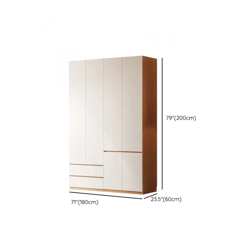 White Minimalist Manufactured Wood Wardrobe Closet with Soft Close Drawer, Soft Close Door, Interior Shelves, and Clothing Rod - image 9