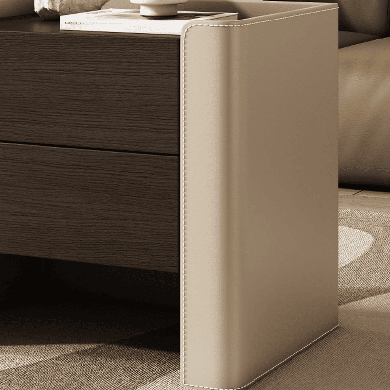 Simplistic Drawer Storage Nightstand with 2 Drawers, Wood Countertop, and Leg - image 11