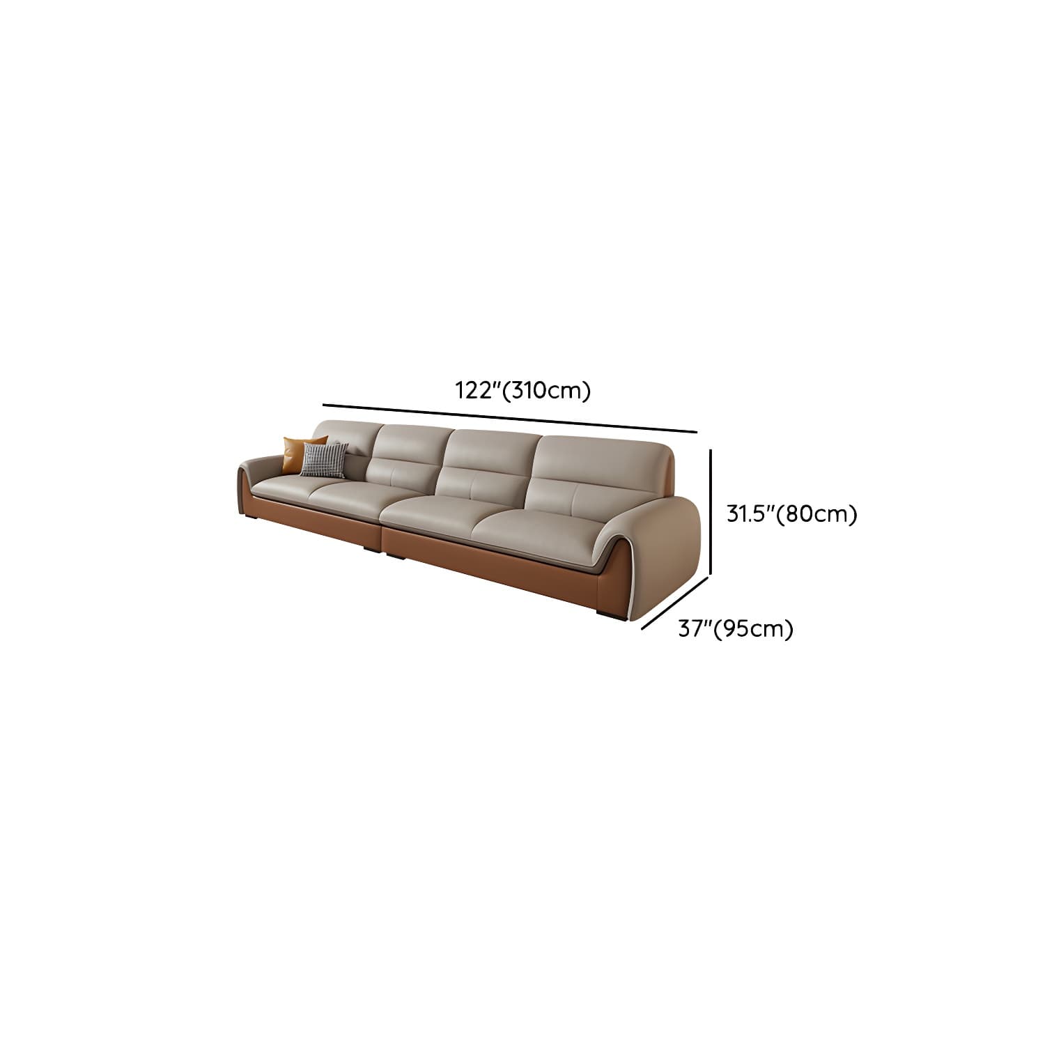 Modern Brown Leather Pillow Top Sectional Sofa with Wood Frame - image 14