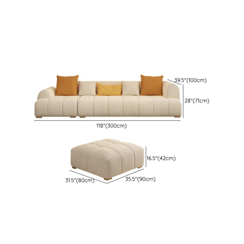 Six-Seated Beige Sectional Sofa: Anti Cat Scratch Fabric, Modern Style, Wood Frame, Tight Back - image 14