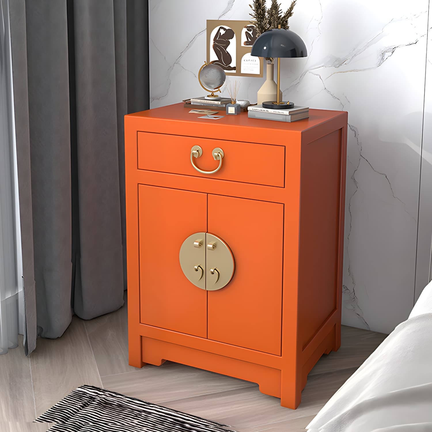 Solid Wood Nightstand with Cabinet 27.5"Tall 1 - Drawer Nightstand - image 7