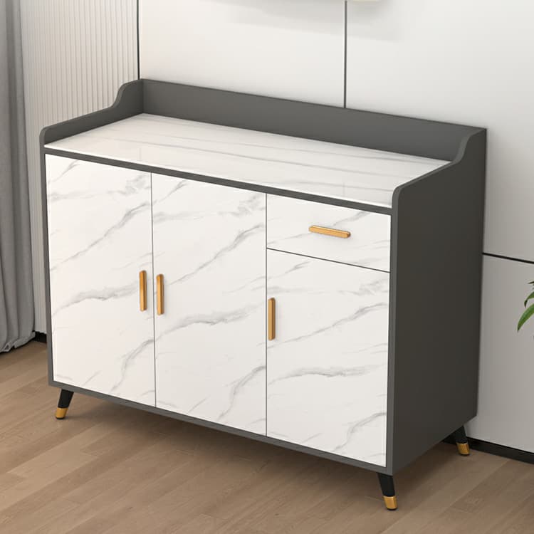 Contemporary Wood Sideboard Credenza with Stone Countertop and Drawers Included - image 6