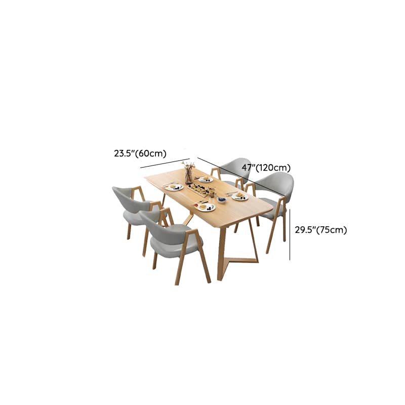 Dining Table Set with Sleighing Base and Fixed Table, Featuring Padded Chair with Back and Armrest, 5-piece Unfinished - image 14
