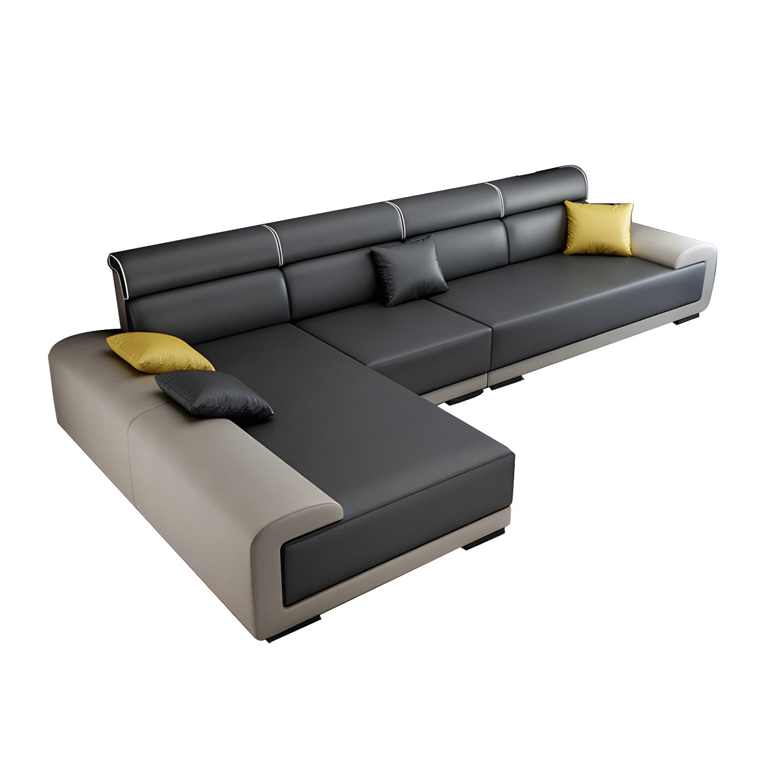 Modern L-Shape Wood Frame Sponge Cushion Back Sectional Sofa Chaise (10 Feet) - image 13