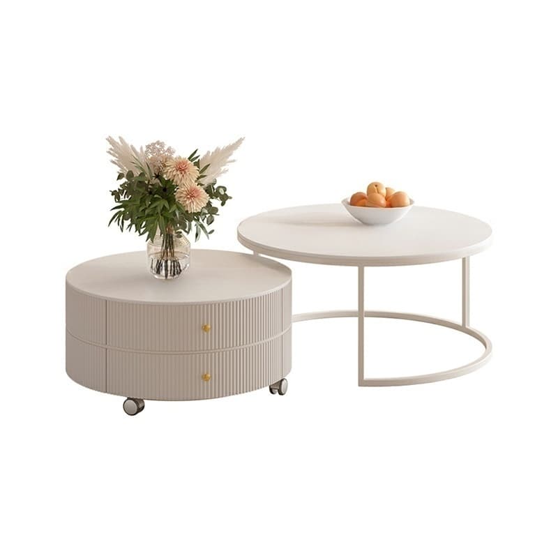 Round Coffee Table - Modern Style, Standard Size, Non-Upholstered, 2 Drawers, Scratch Resistant - image 10
