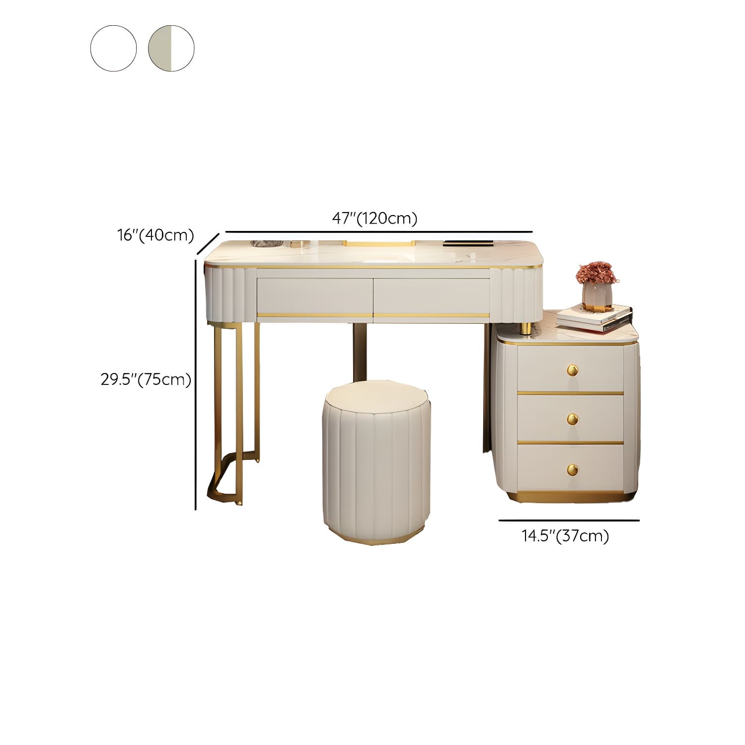 Contemporary Make-up Vanity with White Wooden Top for Bedroom - image 20