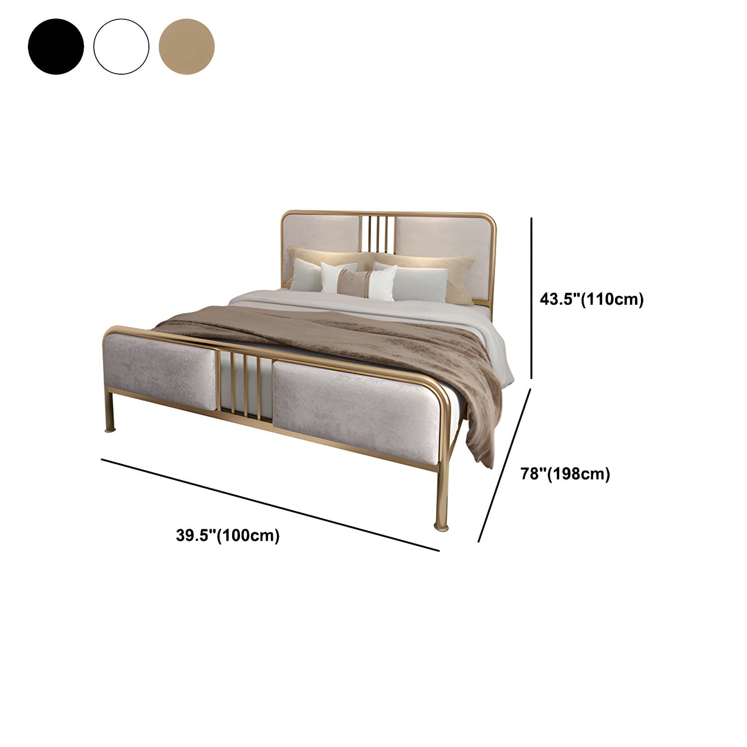 Glam Metallic Open-Frame Bed with Fabric Upholstered Headboard - image 11
