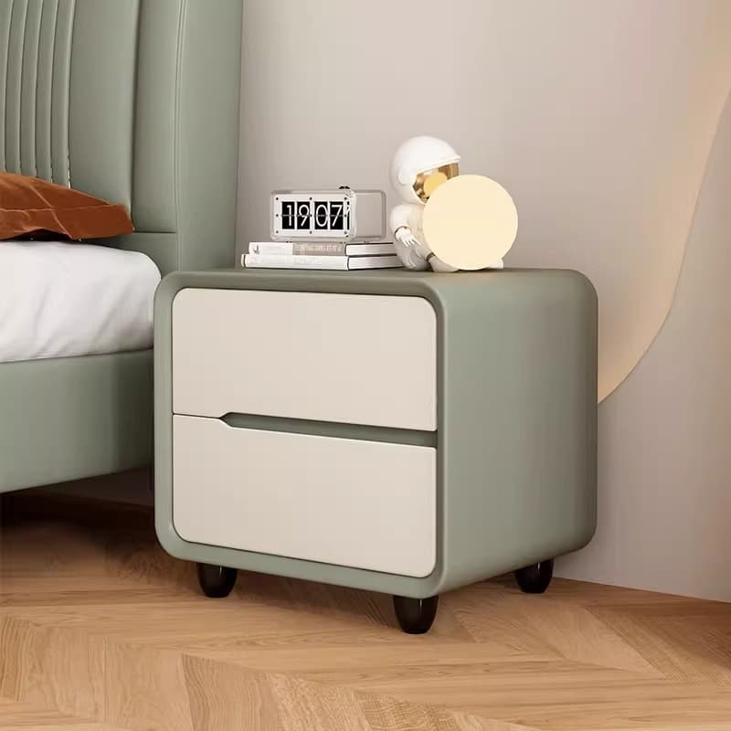 Organic Modern 2 Tiers Nightstand With Drawer Organization Featuring Pleather Countertop - image 6