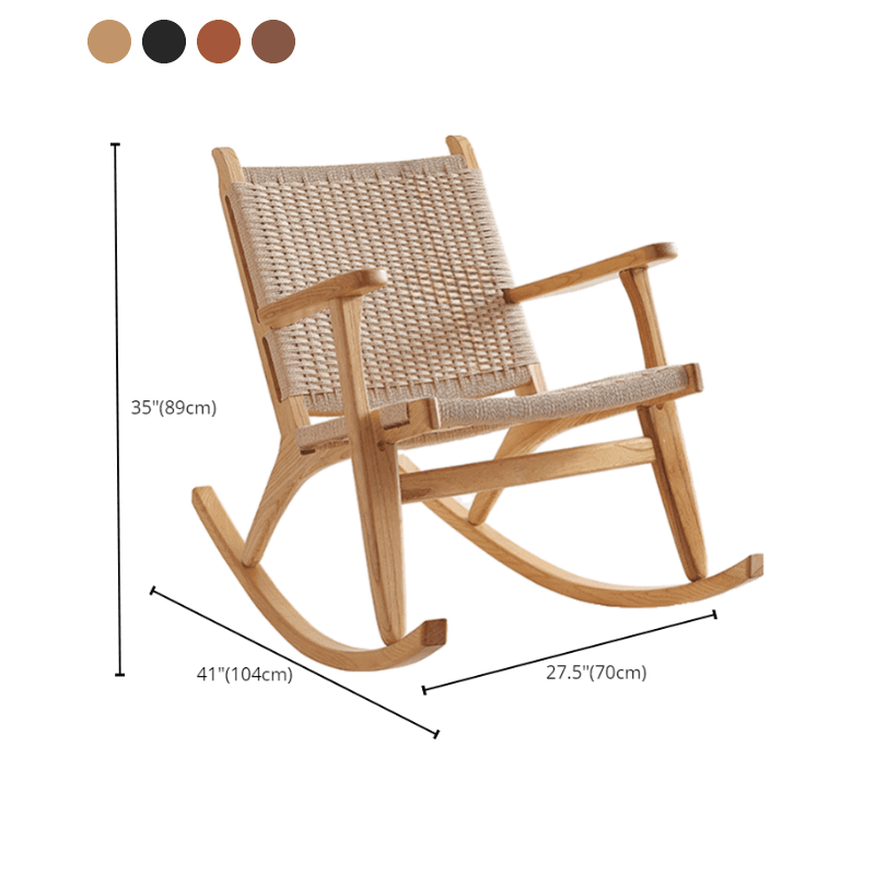 Asian Style Wicker Front Porch Rocking Chairs with Track Arm - image 18
